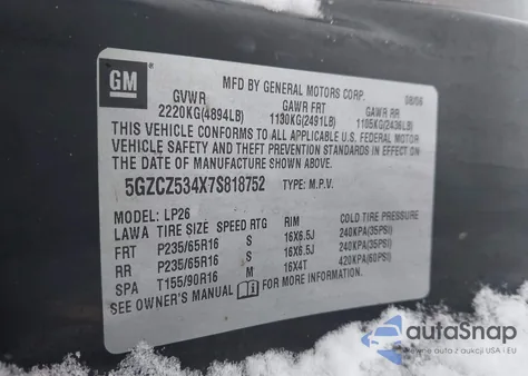 2007 Saturn Vue V6 from USA, damaged, VIN 5GZCZ534X7S818752